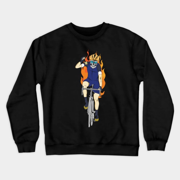 CYCLING: Cyclist Skeleton On Fire Crewneck Sweatshirt by woormle